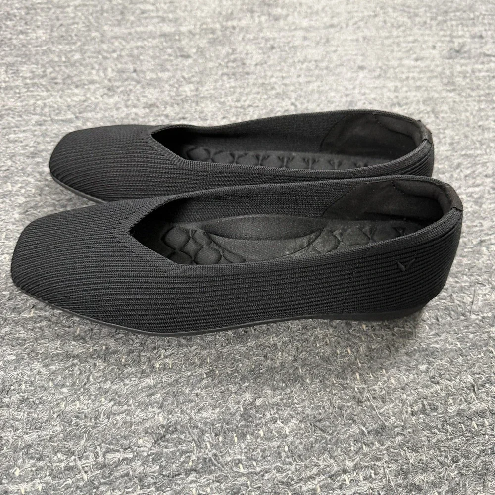 Vivaia Margot Flats Women 9 Walker Black Lightweight Square Toe V-Cut Shoes